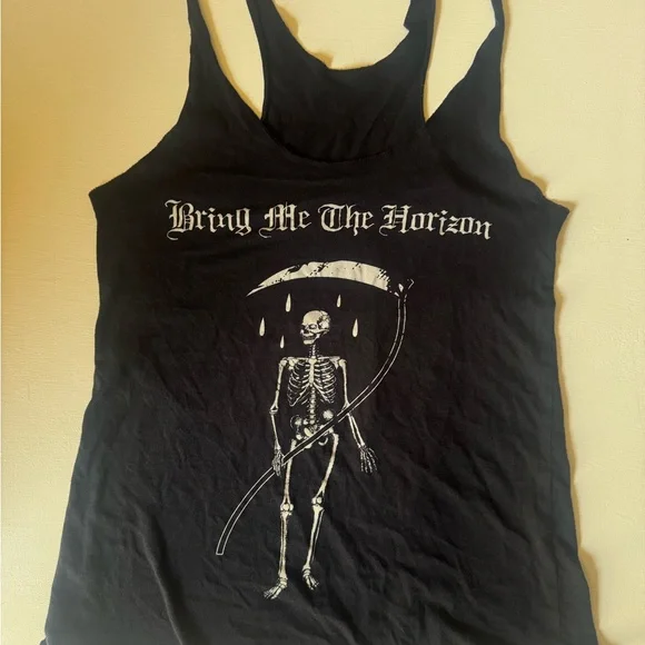Bring Me The Horizon BMTH 2013 Skeleton & Scythe Black Tank Top Women’s Size S - Picture 1 of 3